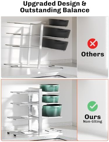 MUDEELA 8-Tier Heavy Duty Pots and Pans Organizer, 15.83" H Sliver - Image 6