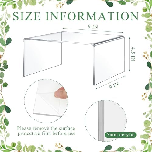 RattanView 2 Pcs 9 x 9 x 4.5'' Clear Square Acrylic Shelf Riser, 5mm Thick - Image 2