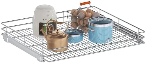 Pull Out Cabinet Organizer, 31.5" W x 21.5" D, Heavy Duty Chrome Slide Out Shelf for Wide Base Cabinets, Sliding Wire Basket Drawer for Pots, Pans, Appliances & Pantry Storage by Unknown