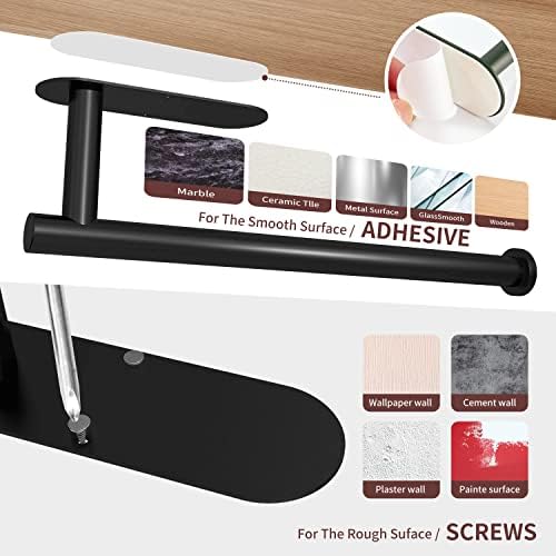 DEKAVA Under Cabinet Wall Mount Paper Towel Holder, Self-Adhesive Bar, Stainless Steel 13 inch (Black, 2) - Image 5