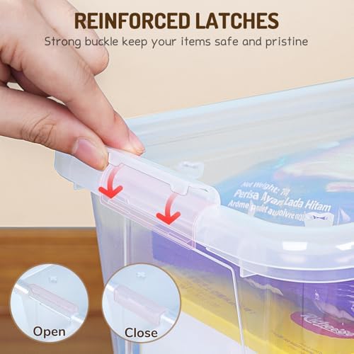 GAMENOTE 6 Quart Stackable Plastic Storage Bins with Lids, 6 Pack, Clear - Image 4
