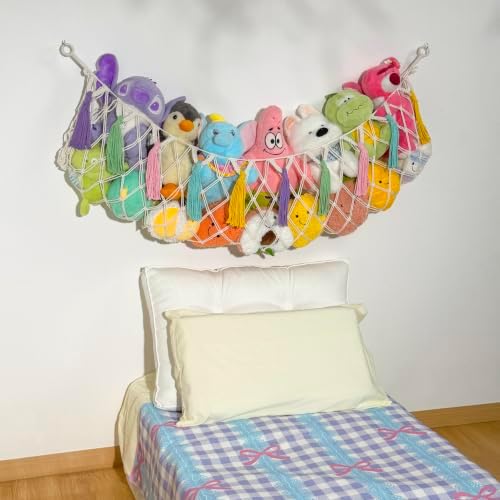 Stuffed Animal Hammock, Nursery and Playroom Toy Storage Net Organizer for Plush Toys, Kids Bedroom Décor, Rip-Resistant Stuff Animals Holder with Hanging Hardware - Image 2