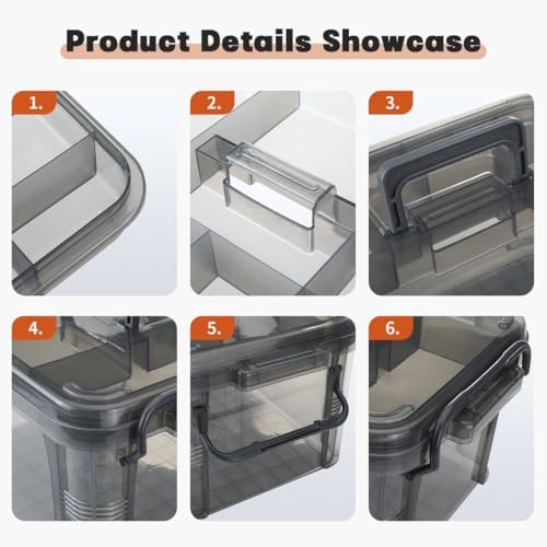 HEY FOLY Set of 2 Medicine Organizer - Plastic Storage Box with Handle Grey - Image 4