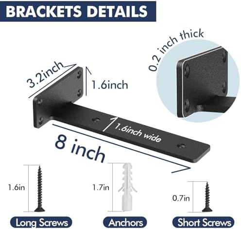 Starunder 8 Inch Floating Shelf Brackets,4 Pack L‑Shape Shelf Supports - Image 5