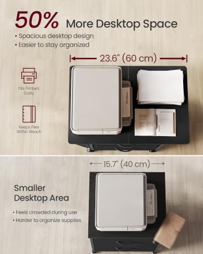 VASAGLE 3-Drawer File Cabinet, Mobile Printer Stand with Storage - Image 5