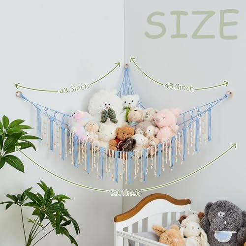 Pretty Jolly Stuffed Animal Storage Hammock with Wooden Beads and Tassels - Image 6