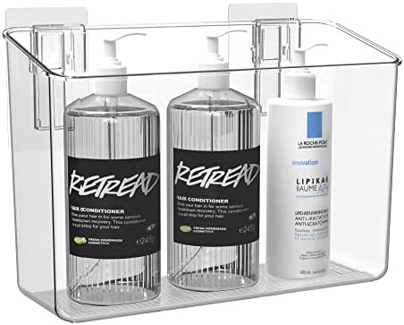 vacane Plastic Over Cabinet Door Organizer, Adhesive Mount Storage Organizer Container Makeup Organizer Hanging Basket Bins For Craft Room, Pantry, Office, Space Saving Holder for Kitchen Bags-M by vacane