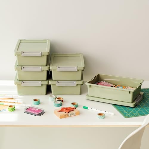IRIS USA Storage Bins with Lids |Made in USA| 2 Qt - (6-Pack) - Sage Green - Image 2