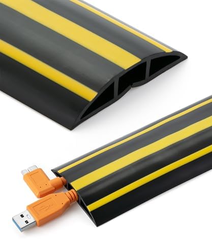 Bates Floor Cord Protector, 6ft Extension Cord Cover, Black & Yellow by BatesChoice