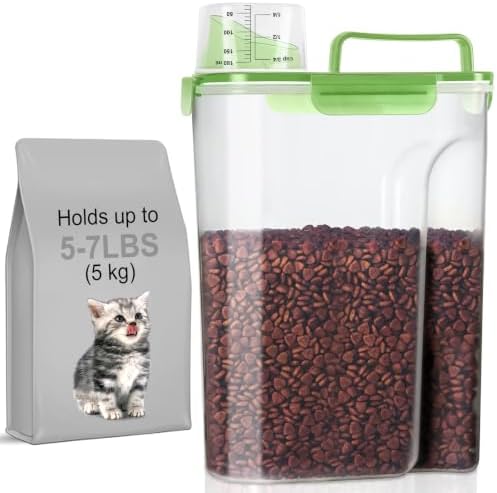 LEAWALK Cat Dog Pet Food Storage Container 5-7Lbs BPA-free-Clear Green by LEAWALK