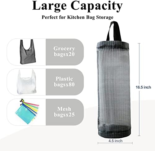 TOGETRUE Plastic Bag Holder, Mesh Grocery Bag Holder Hanging Storage Bag Dispenser (Dark Grey 2 Packs) - Image 5