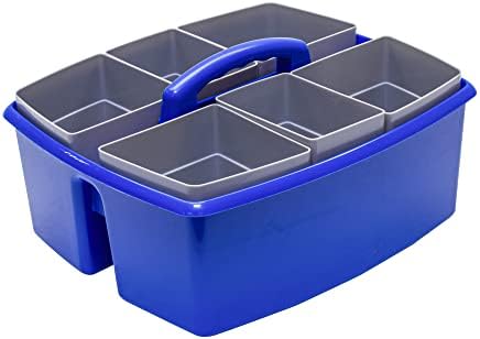 Storex Large Classroom Caddy with Cups, 13 x 11 x 6.575 Inches, Blue, Case of 2 (00985U02C) - Image 3