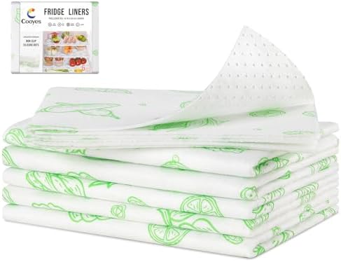 Cooyes 6 Pack Refrigerator Shelf Liners for French Door Fridge, 17.7" × 36" Extra Large, Non-Slip Fridge Mats Machine Washable, Refrigerator Drawer Liner for Glass Shelves Kitchen Cabinet by Cooyes