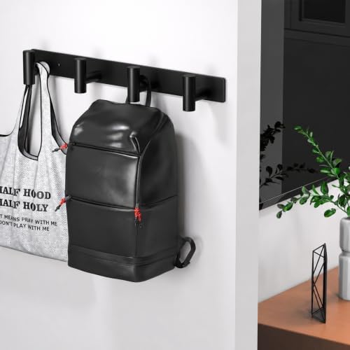Wall Mounted Coat Rack-4 Hooks, Heavy Duty Stainless Steel Wall Hooks for Towel Coat Bag, Hat Rack Coat Hanger Coat Hooks Towel Racks for Bathroom Entryway Kitchen Hotel Office (Black, 1 Pack) - Image 6