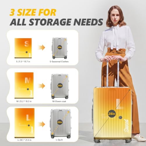 Vacuum Storage Bags with Electric Pump, 10 Reusable Compression Bags for Clothes, Bedding and Travel, Space Saving Storage Bags for Closet and Home Organization, White - Image 4