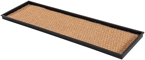 Anji Mountain Heavy Duty Waterproof Rubber Shoe Storage Mat Organizer/Boot Storage Multi Use for Entryway with Coir, Tan Insert, Fits 4 Pair (46.5" Wide) by AnjiMountain