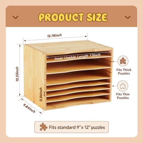 1 Pack Bamboo Puzzle Storage Rack, 7-tier, Fits Standard 9" x 12" Puzzles - Image 3