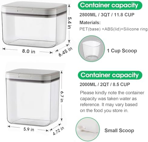 TBMax 2 Pack Large Dog Treat Container Bins 2 Qt + 3 Qt with One-Press Flip-up Lid, Airtight Pet Dog Cat Treat Jar for Countertop, Pet Biscuit Canister Cookie Holder - Image 4