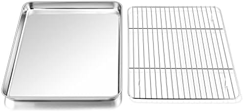 P&P CHEF Stainless Steel Baking Sheet with Rack Set for Cookie, 12.5 Inch by PPCHEF