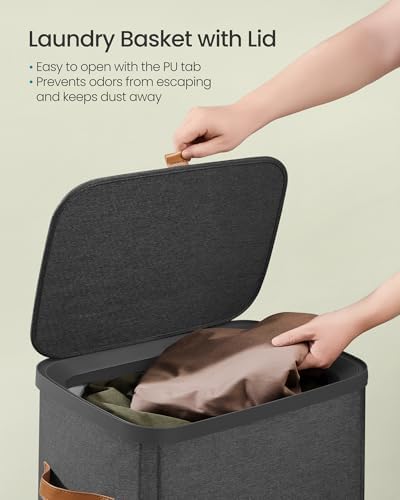 SONGMICS Laundry Basket, 100L Laundry Hamper with Lid, 1 Removable Bag - Image 3