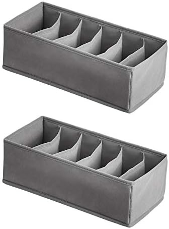 Amazon Basics Deep Drawer Organizer for Clothes, Collapsible Storage Boxes for Socks, Underwear and Baby Items, Set of 4, Gray by AmazonBasics