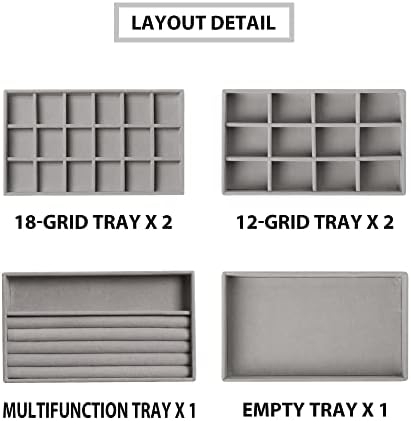 Frebeauty Jewelry Trays for Drawer,Set of 6 Jewelry Organizer and Storage - Image 4