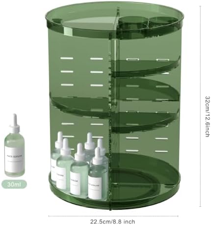 Rotating Makeup Organizer with DIY 8 Adjustable Layers, Clear Green - Image 4