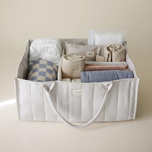 mushie Baby Diaper Caddy | Newborn Essentials Organizer (Ivory) - Image 3