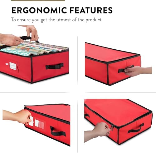ZOBER Wrapping Paper Storage, Gift Wrapping Organizer Storage, Red/Black - Image 6