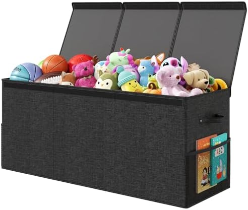 150L Extra Large Toy Storage Box with Lid, Foldable Toy Chest Organizer by Fineonly