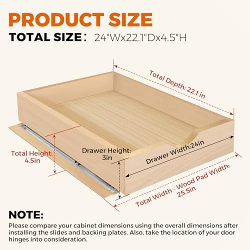 Pull Out Drawers for Cabinet Wood 24" W x 23" D Slide Out Organizer - Image 2