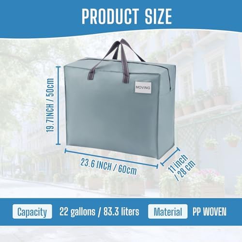 VENO Heavy Duty Moving Bags, Storage Bags, 22 Gallon, Light Blue, 4 Pack - Image 3