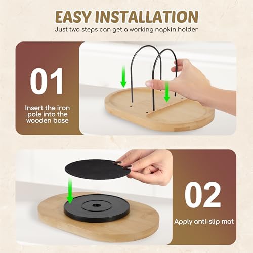 Bamboo Rotating Napkin Holder with Salt & Pepper Shaker Storage - Image 3
