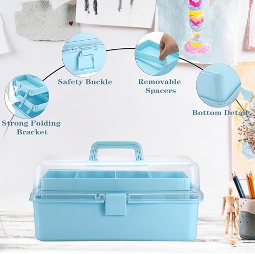 Tackle Box, 15-Inch Extra Large Art Storage Box with 3-Layer Folding Trays - Image 6
