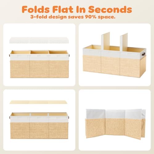Dayacoco Extra Large Toy Box, Collapsible toy Storage, Kids Organizer,Beige - Image 4