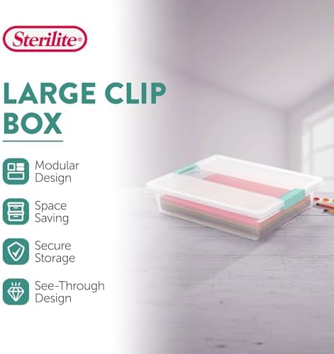 Sterilite Clip Box, Stackable Clear Plastic Bins- Large, 18-Pack - Image 2