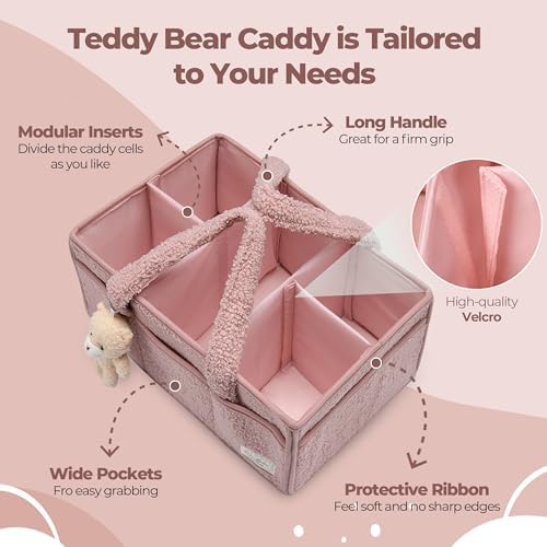 PeraBella Baby Diaper Caddy Organizer with Handle, Boy & Girl Shower Gift Basket, Portable Diaper Storage Basket Bin for Wipes, Newborn Baby Essentials Registry Search Must Haves, Car Caddy Organizer - Image 2