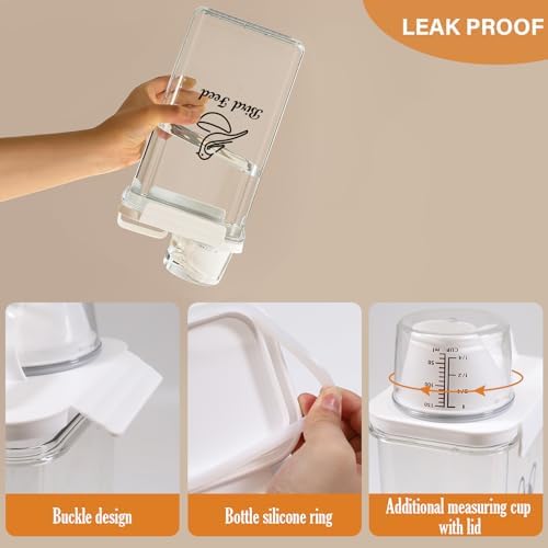 Bird Seed Storage Container Airtight | 3 Qt/2.5 L Clear Plastic Bird Food Container Portable-with Measuring Cup/Lid|Pet Food Storage Container |Wild Bird Seed Dispenser|BPA Free - Image 3