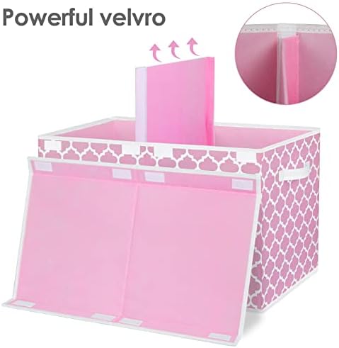 homyfort Toy Box for Girls, Kids - Large Toy Chest Organizers and Storage Boxes with Flip-Top Lid & Divider, Collapsible Container Bins for Playroom, Nursery, Closet, Living Room, 24.5"x13"x16", Pink - Image 4
