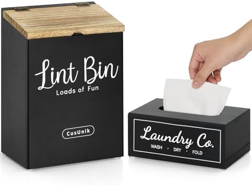 Magnetic Lint Bin and Dryer Sheet Holder Set for Laundry Room Organization by CusUnik