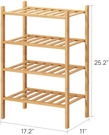 viewcare Small Shoe Rack, 4-Tier Rack for Entryway, Bamboo Wood Shoe Shelf for Closet & Hallway, Long 17 in | Beautiful | Functional | Sturdy | Durable - Image 3