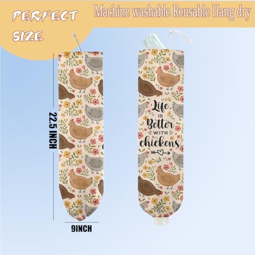 Chicken Flowers Plastic Bag Holder, Chicken Gifts for Women Mom Grandma - Image 2