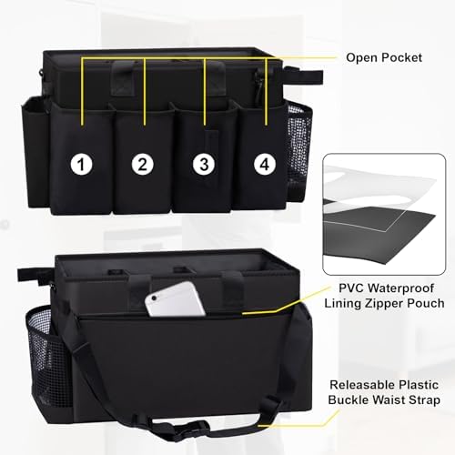 Wearable Large Cleaning Caddy Bag for Housekeepers (Black) - Image 3