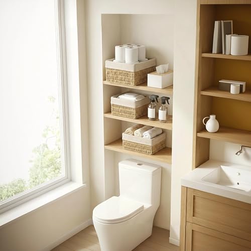 Wicker Storage Baskets Set of 3, Bathroom & Shelf Bins - Image 6