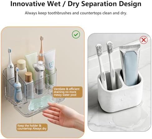 MOPMS Toothbrush Holders for Bathrooms with 5 Slots Adjustable Dividers - Image 3