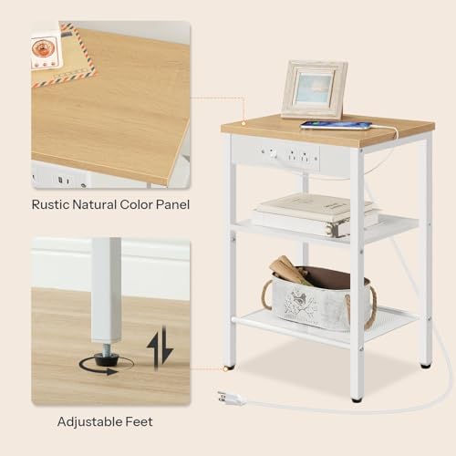 HOOBRO Side Table with Charging Station, Small End Table for Small Space - Image 6