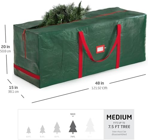 Zober Christmas Tree Storage Bag - Fits 7.5 Ft Artificial Trees - Plastic, Waterproof Christmas Tree Bag For Storage Box For Xmas - Strong, Durable Handles - Label Card Slot - Green - Image 5