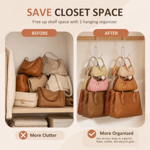 ZEDODIER 2 Pack Purse Hanger, Purse Organizer for Closet, Holds 12 Bags - Image 3
