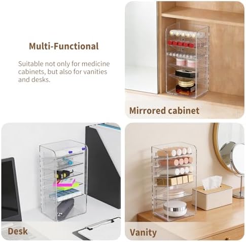PAVSTINE 5-Tier Slanted Medicine Cabinet Organizer, Clear - Image 4