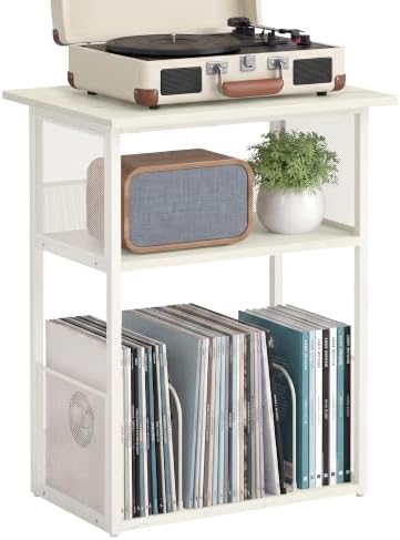 VASAGLE Record Player Stand, End Table with Record Storage up to 160 Albums by VASAGLEbySONGMICSHOME
